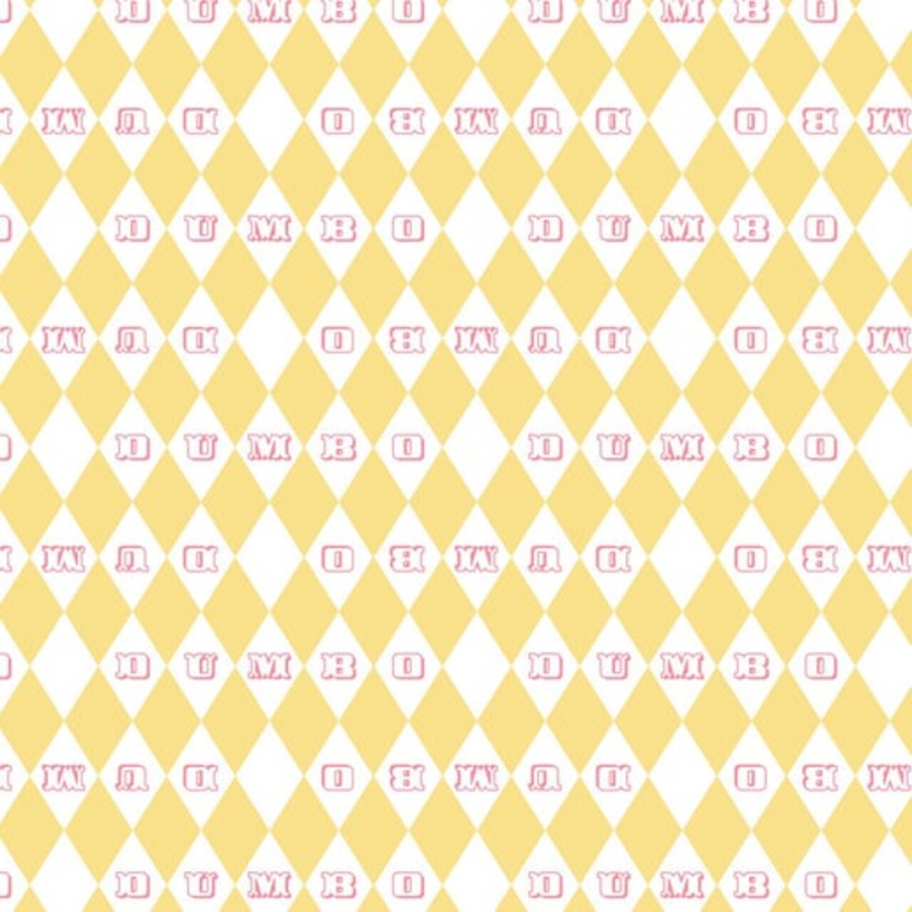 Licensed Dumbo - In The Circus Collection - Vintage Argyle Yellow Cotton Fabric by the Yard